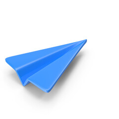 Blue paper plane on transparent background