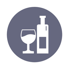 Wine Glass Bottle Round Icon Vector Illustration Isolated on Transparent Background. Use for Xmas, Decoration, Greeting Card Etc.
