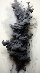 Dusty clouds fall out of black ink, dark foggy cloud