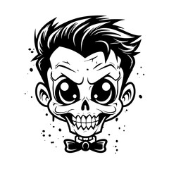 Halloween zombie. Cartoon chibi zombie, scary vampire halloween mascot, oldschool dracula