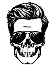 Dad Life Skull Illustration, Cool Dad Shirt Design, Cool Man Skull Clipart, Man Skeleton Head Cutfile, Hardcore Dad dxf, Rockers Dad, Rockstar Vector