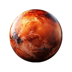 Model of Mars Planet Isolated on Transparent or White Background, PNG