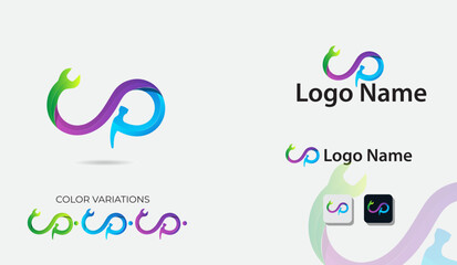 Fototapeta premium Infinity repair logo design. Infinity service logo design template. Colorful logo. Hummer. Business. Infinity symbol. Auto repair. Garage. Icon
