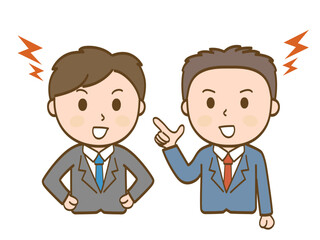 激しく口論をする男性ビジネスマンのイラスト