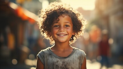 Curly haired child smiling for portrait photography