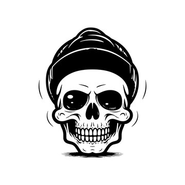 cool skull beanie, Hipster Skull Simple Wearing , Cute Skull Caps Cartoon Vector Icon Illustration. Fashion Object Icon Concept Isolated Premium Vector. Flat Cartoon Style
