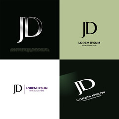 JD Initial Modern Typography Emblem Logo Template for Business