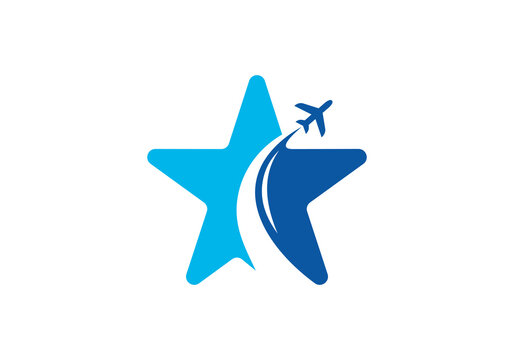 simple star plane logo design vector illustration