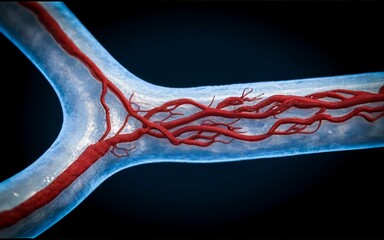 Obraz na płótnie Canvas A photo of a bioprinted blood vessel that is grafted to a patient’s artery