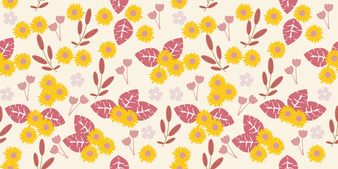 summer floral background Vector seamless. leaf pattern Seamless pattern hand-drawn with tropical leaves. floral seamless pattern with leaves The geometric pattern