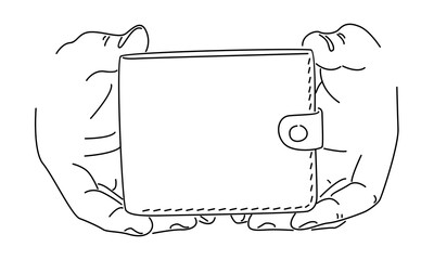 line art of hand holding wallet