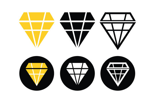 Diamond icon vector for web, Diamond gemstone with sparkle line art vector icon, diamond icon,
Abstract black diamond collection icons. Linear outline sign. A set of diamonds in a flat style
