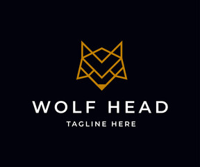 Abstract luxury wolf head logo design 