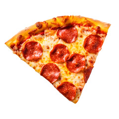 Delicious Pepperoni Pizza Slice Isolated on Transparent Background