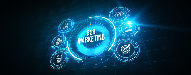 Business, Technology, Internet and network concept. B2B Business company commerce technology marketing concept. . 3d illustration