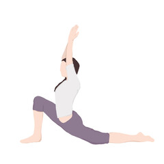 the girl does yoga .vector. illustration.A beautiful girl does yoga at home.A woman with brown hair .yoga for health.training at home.a girl on a white background. A sporty girl.