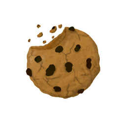 cookies with chocolate chips.crumbly cookies cookies on a white background.illustration .cookie crumbs.painted cookies