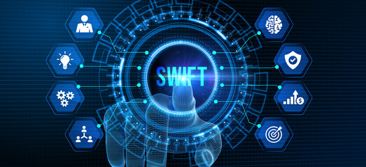 Fototapeta premium SWIFT. Society for Worldwide Interbank Financial Telecommunications. Financial Banking regulation concept.