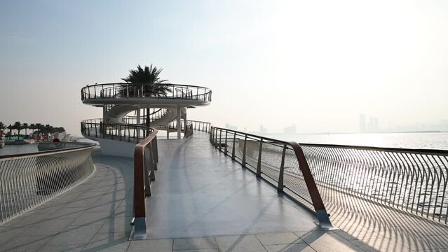 Scenic View of Dubai Creek Harbor in Evening time