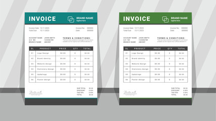 Vector illustration bill form price invoice for a minimalist corporate business invoice. Vector creative invoice template. Business stationery design template for payment agreement