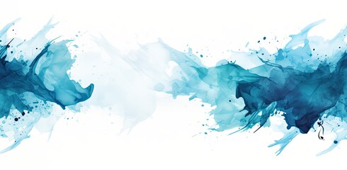 Obraz premium Blue Watercolor Splatter on White Background.