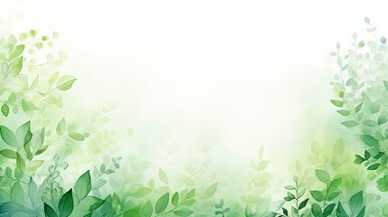 Abstract Green Foliage Watercolor Background with Spring Eco Nature Theme.