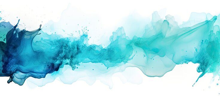 Blue Watercolor Splatter on White Background.