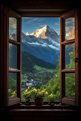 The window with the view of the Alps