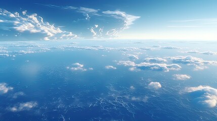 Fototapeta na wymiar Flight Over The Earth's oceans at dawn