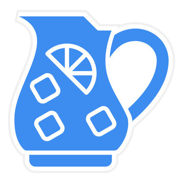 blue pitcher with ice and lemon clip art preview