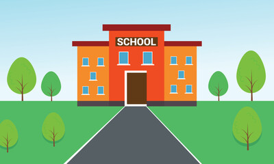 School building Vector with background. 