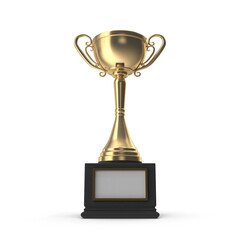 3D Gold trophy cup on transparent background