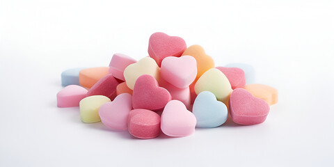 Obraz na płótnie Canvas candy hearts on white background Candy Hearts on a Pure White Canvas