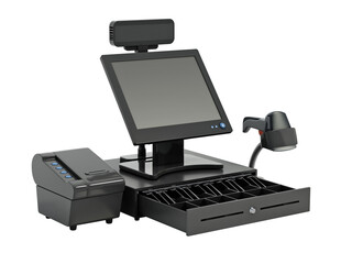 Generic cash register isolated on transparent background. 3D illustration