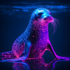 UV blacklight of full body seal in underwater