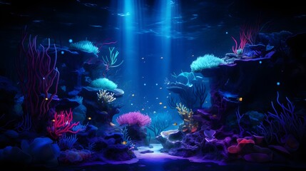 Obraz na płótnie Canvas UV blacklight of landscape underwater