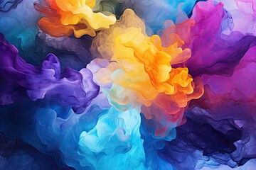 Fototapeta premium abstract multicolored explosion on a black background. Abstract colorful explosion on Black background by Generative AI