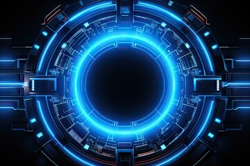 Fototapeta premium Abstract technology, hologram, neon light element, circle, innovation, vitality in futuristic design.by Generative AI