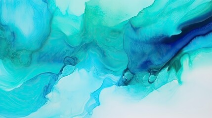 Abstract Teal, Blue, and Green Watercolor Paint Background with Fluid Texture.