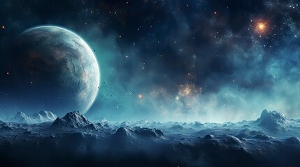 Abstract Planet and Cosmic Space Background.