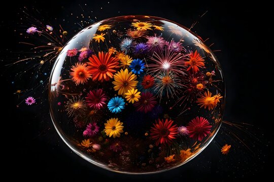 Colorful flowers in the orb
