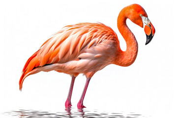 Obraz premium Greater flamingo (Phoenicopterus ruber) on white background
