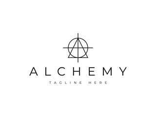 alchemy line sacred geometry logo design - obrazy, fototapety, plakaty