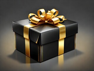 golden gift box with ribbon