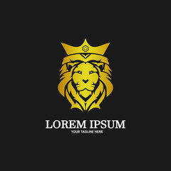 Vintage lion head emblem logo design. Lion head line art vector icon