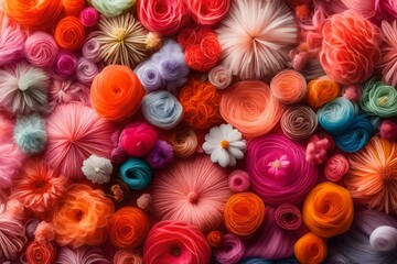 Flowers made with thread 