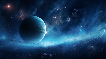 Abstract Planet and Cosmic Space Background.