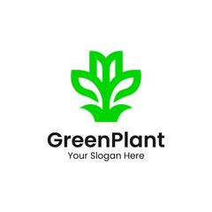 Simple and modern Green Plant logo design 