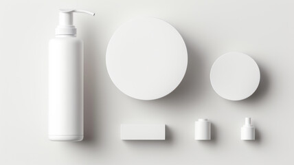 mockup white set featuring blank cosmetic packaging designs - obrazy, fototapety, plakaty