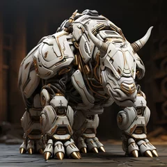 Fotobehang 3D cartoon rhino robot © avivmuzi